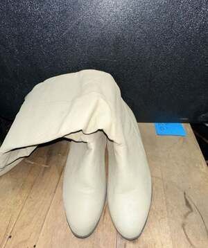 Savida Collection Beige Slouchy Knee-High Block Heel Boots